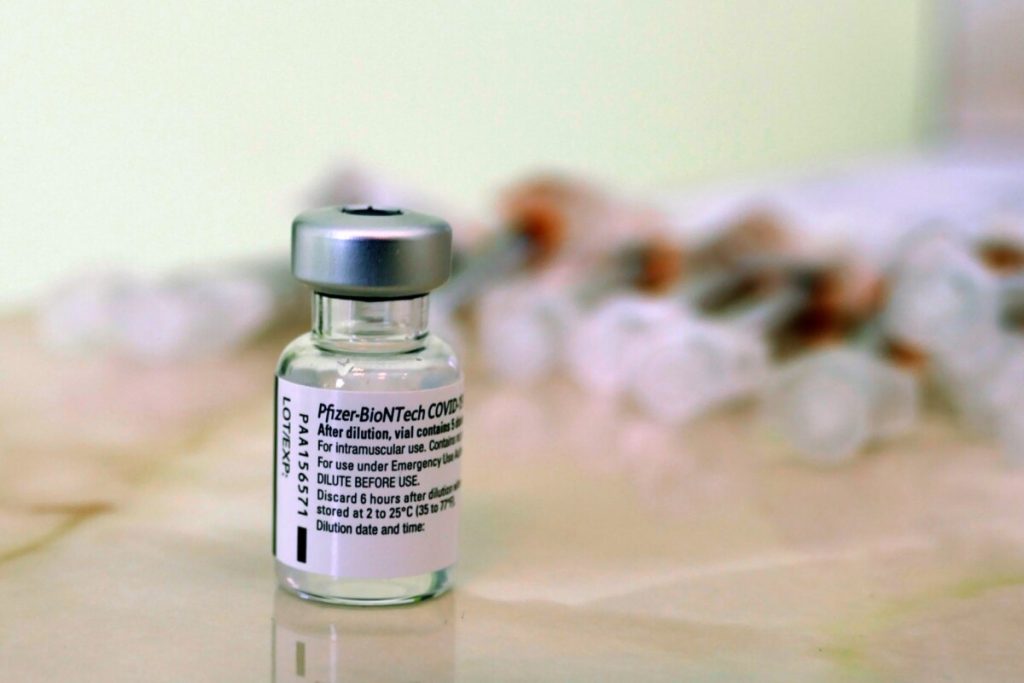 close up shot of a covid vaccine