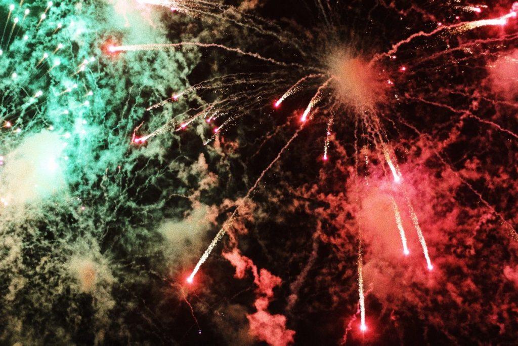 red and green fireworks