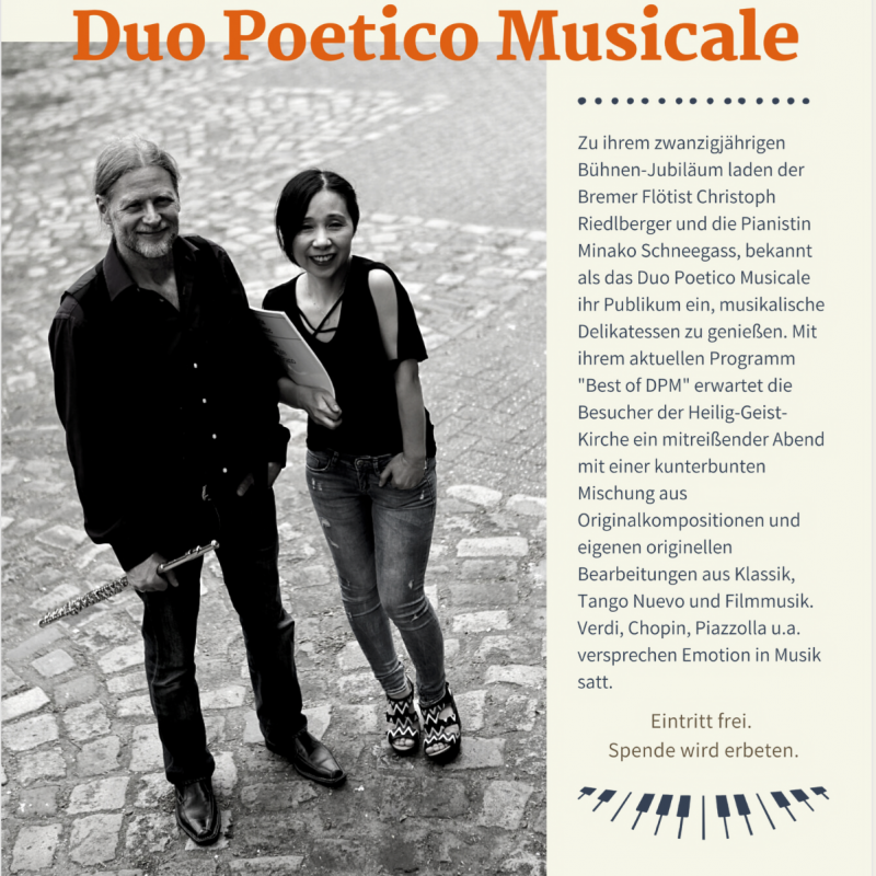 “20 Jahre Duo Poetico Musicale – Best Of” mit Christoph Riedlberger, Flöte – Minako Schneegass, Klavier 