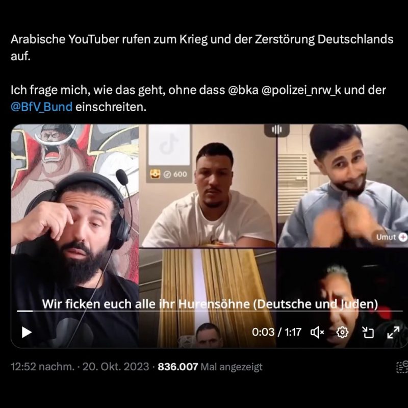Arabische YouTuber rufen zum Krieg und der Zerstörung Deutschlands auf