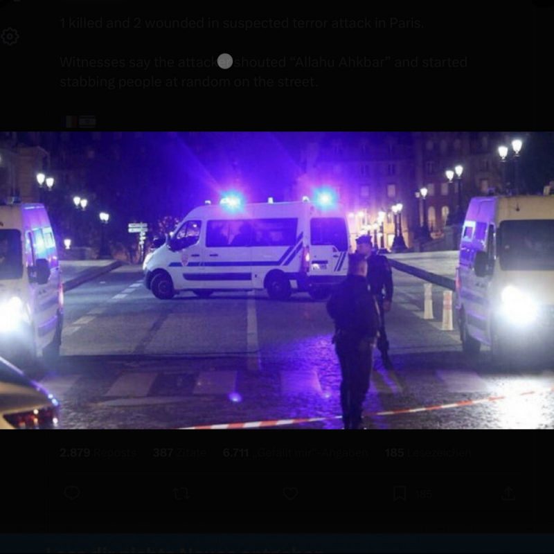 Islamattentäter sticht in Paris wahllos auf Passanten ein – deutscher Tourist tot