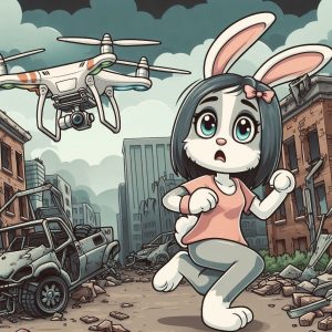 Baerbock und das Hasenpanier nach Anblick einer Russischen Aufklärungsdrohne