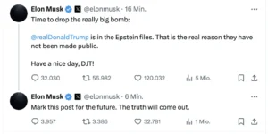 Musk beschuldigt Trump: „Er steht in den Epstein-Akten!“