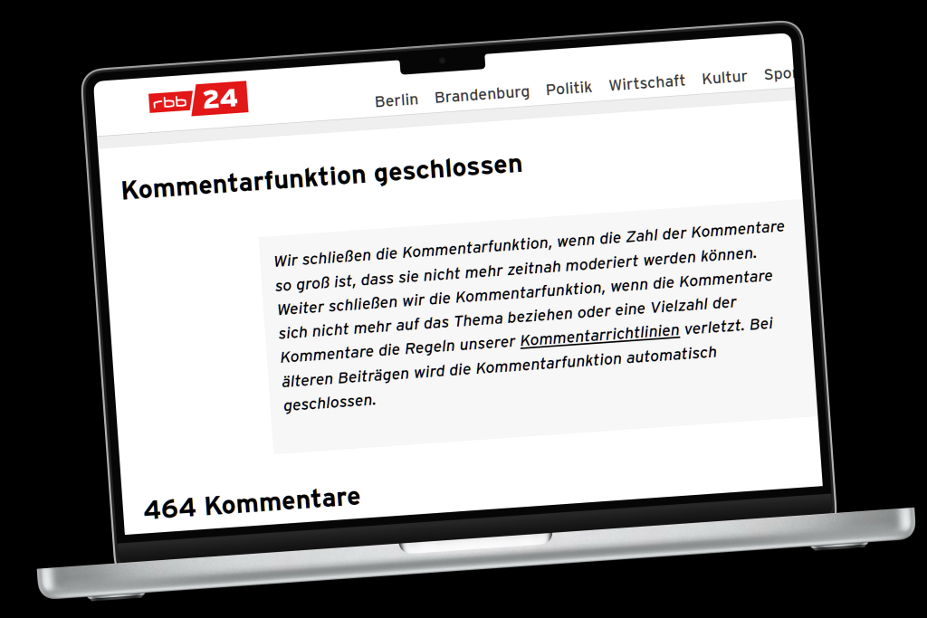 rbb24 sperrt die Kommentarfunktion: Zensur im Blackout