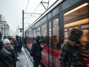 Die spinnen, die Berliner – Geisterstraßenbahn, Fahrgäste bleiben frierend stehen